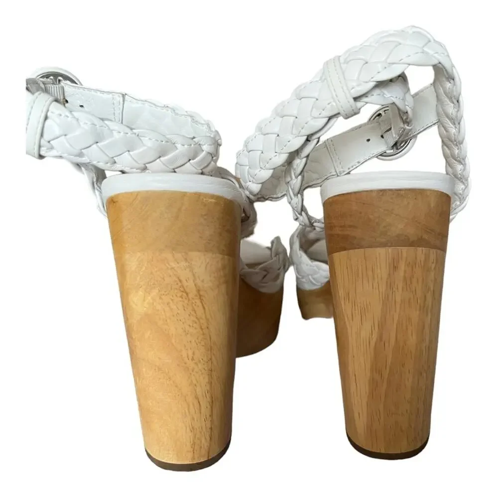 Veronica Beard Gael Platform Braided Leather Ankle Strap Heeled Sandals Size 10